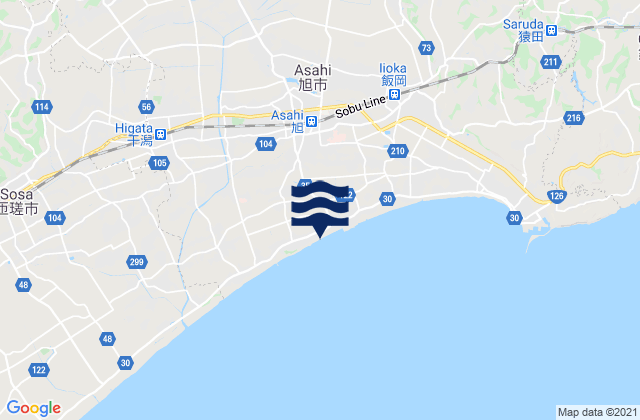 Karte der Gezeiten Asahi, Japan