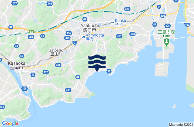 Karte der Gezeiten Asakuchi Shi, Japan