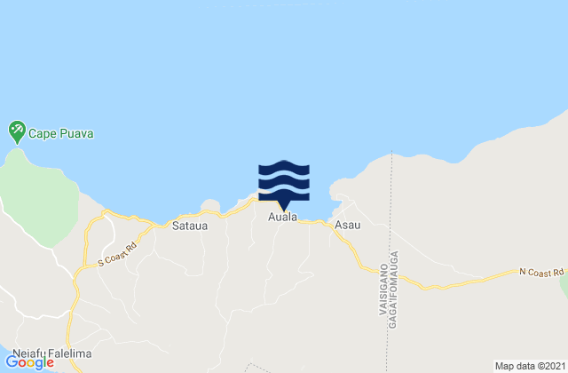 Karte der Gezeiten Asau, Samoa