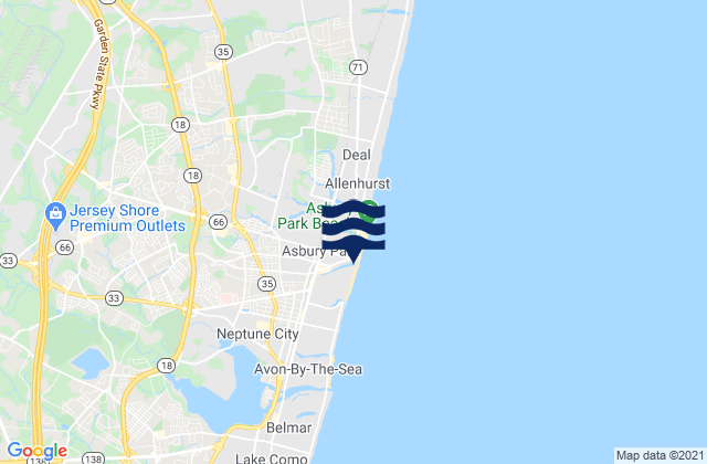 Karte der Gezeiten Asbury Park, United States