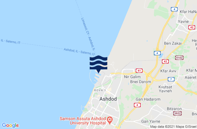 Karte der Gezeiten Ashdod -Hshover (Port), Israel