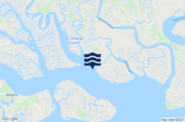Karte der Gezeiten Ashe Island Cut SW of Coosaw River, United States