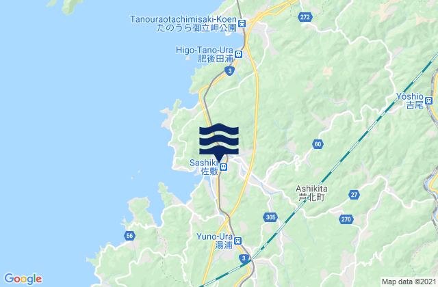 Karte der Gezeiten Ashikita-gun, Japan