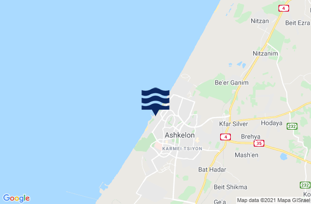 Karte der Gezeiten Ashkelon, Israel
