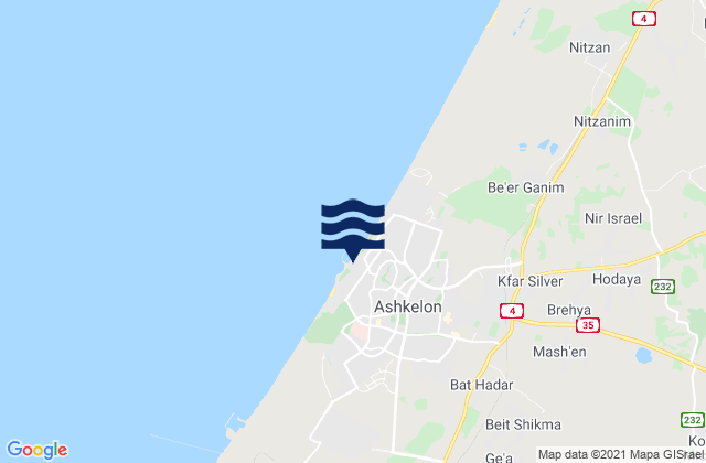 Karte der Gezeiten Ashkelon, Israel