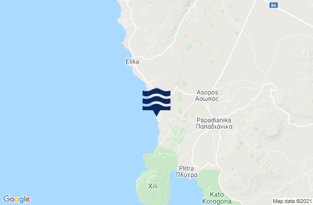Karte der Gezeiten Asopós, Greece
