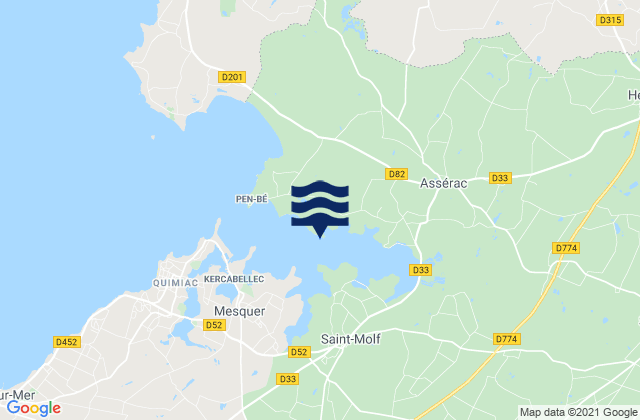 Karte der Gezeiten Assérac, France