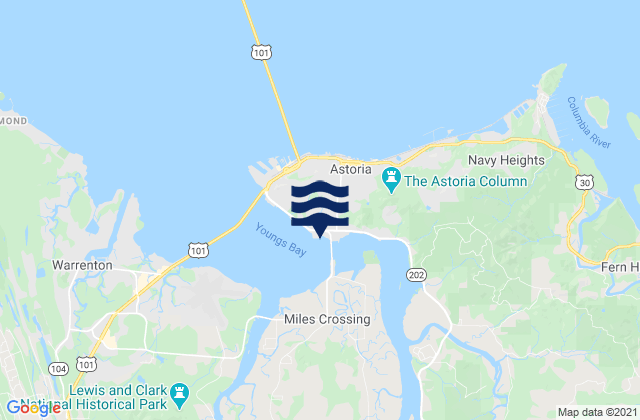 Karte der Gezeiten Astoria (Youngs Bay), United States