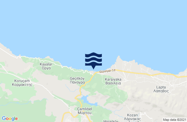 Karte der Gezeiten Asómatos, Cyprus