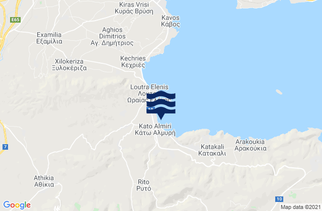 Karte der Gezeiten Athíkia, Greece