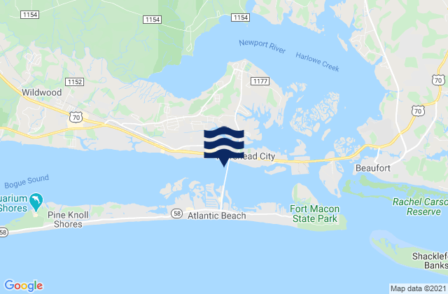 Karte der Gezeiten Atlantic Beach Bridge, United States