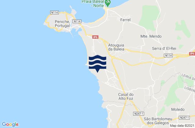 Karte der Gezeiten Atouguia da Baleia, Portugal