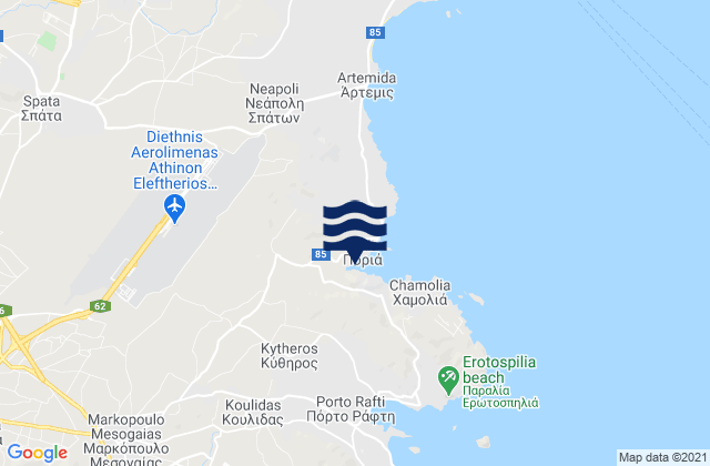 Karte der Gezeiten Attica, Greece