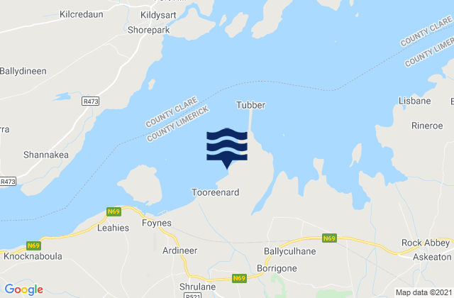 Karte der Gezeiten Aughinish Island, Ireland