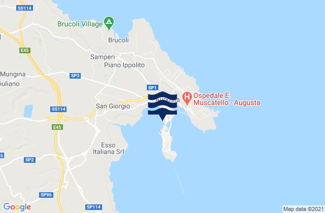 Karte der Gezeiten Augusta, Italy