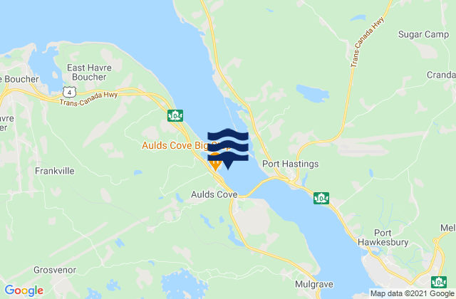 Karte der Gezeiten Aulds Cove, Canada