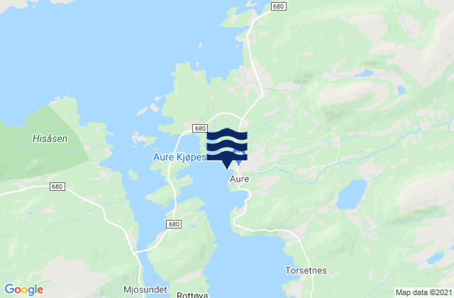 Karte der Gezeiten Aure, Norway
