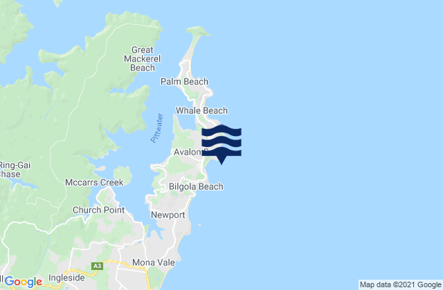 Karte der Gezeiten Avalon, Australia