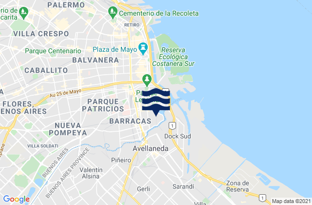 Karte der Gezeiten Avellaneda, Argentina