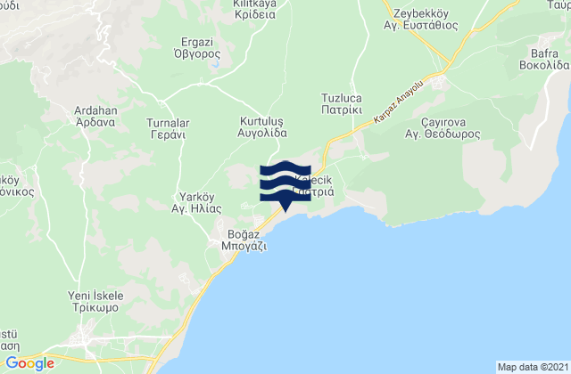 Karte der Gezeiten Avgolída, Cyprus