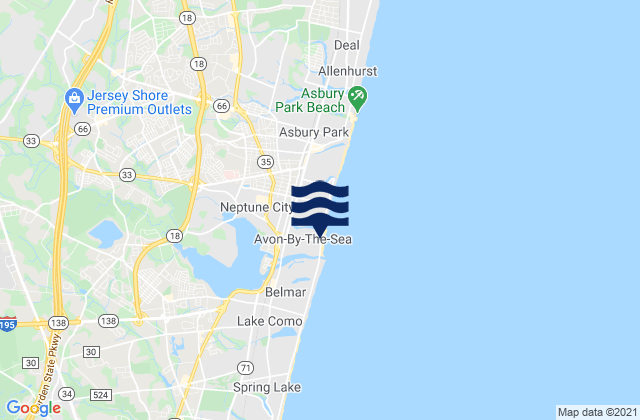 Karte der Gezeiten Avon-by-the-Sea, United States