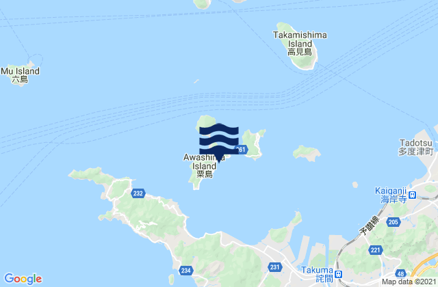 Karte der Gezeiten Awasima (Bisan Seto), Japan