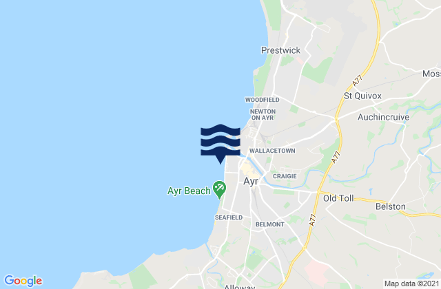 Karte der Gezeiten Ayr South Beach, United Kingdom