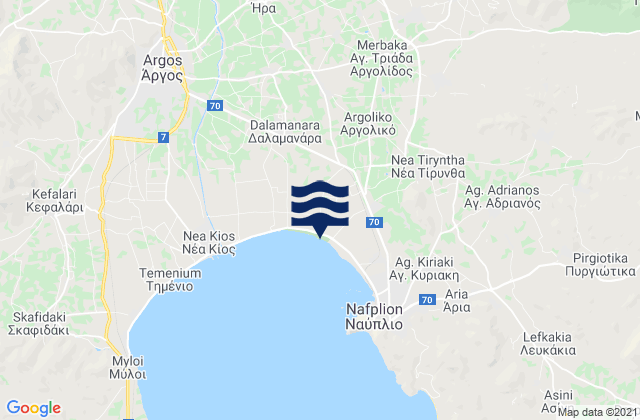 Karte der Gezeiten Ayía Triás, Greece