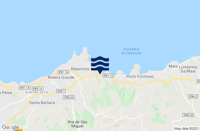 Karte der Gezeiten Azores, Portugal