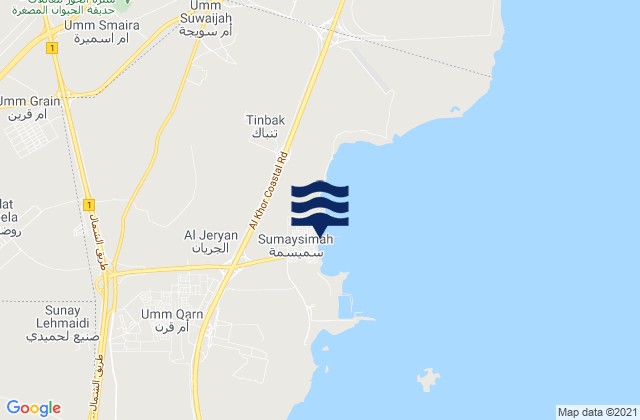 Karte der Gezeiten Az̧ Z̧a‘āyin, Qatar