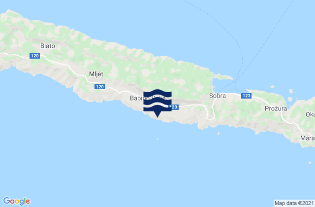 Karte der Gezeiten Babino Polje, Croatia