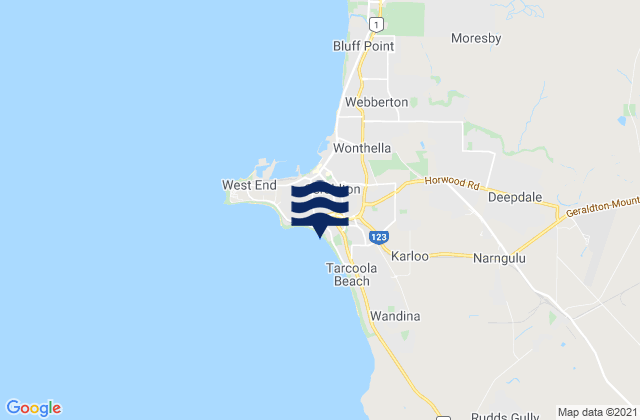 Karte der Gezeiten Back Beach, Australia