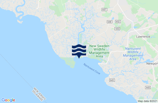 Karte der Gezeiten Back Creek Entrance (Nantuxent Cove), United States