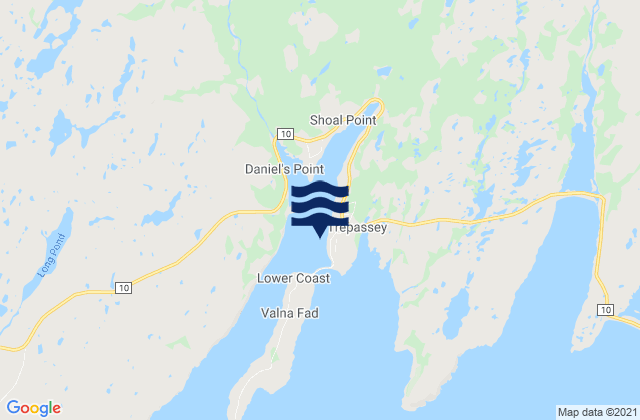 Karte der Gezeiten Backside (of Trepassey), Canada