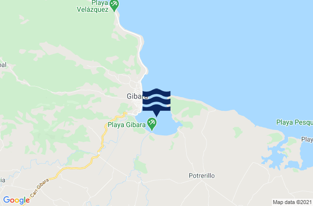 Karte der Gezeiten Bahía de Gibara, Cuba