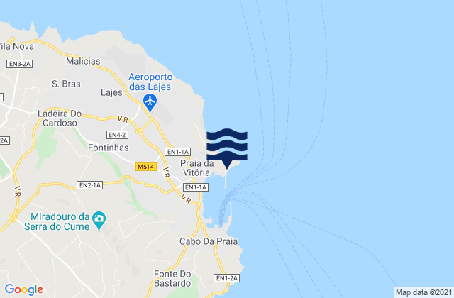 Karte der Gezeiten Baia Praia Ilha Terceira, Portugal