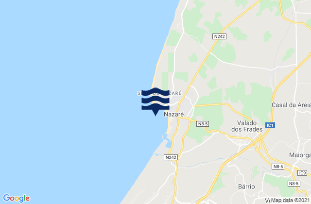Karte der Gezeiten Baia de Pederneira, Portugal