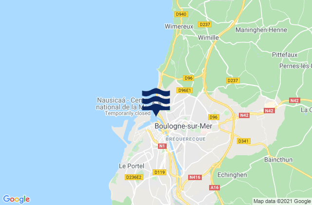 Karte der Gezeiten Baincthun, France