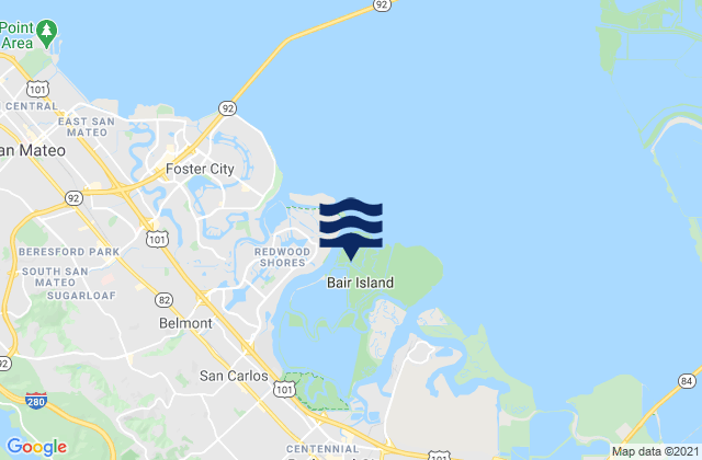 Karte der Gezeiten Bair Island, United States