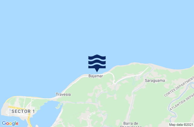 Karte der Gezeiten Baja Mar, Honduras