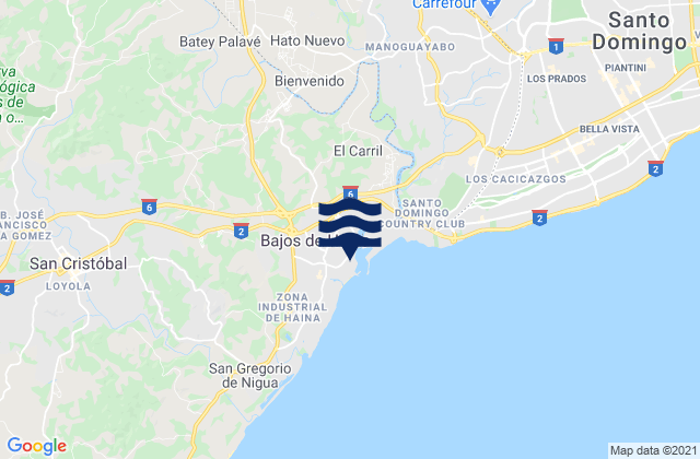 Karte der Gezeiten Bajos de Haina, Dominican Republic