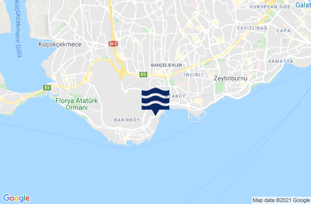 Karte der Gezeiten Bakırköy, Turkey