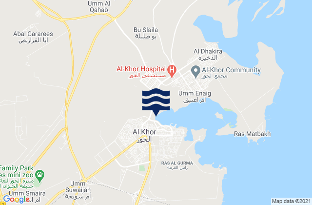 Karte der Gezeiten Baladīyat al Khawr wa adh Dhakhīrah, Qatar