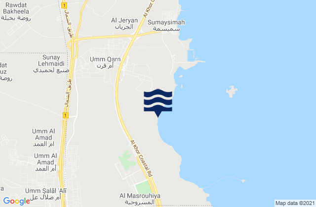 Karte der Gezeiten Baladīyat az̧ Z̧a‘āyin, Qatar