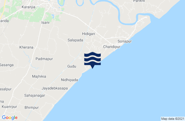 Karte der Gezeiten Balasore, India