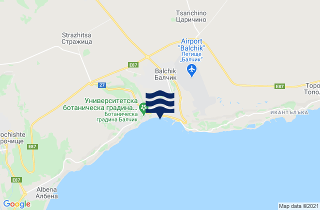 Karte der Gezeiten Balchik, Bulgaria