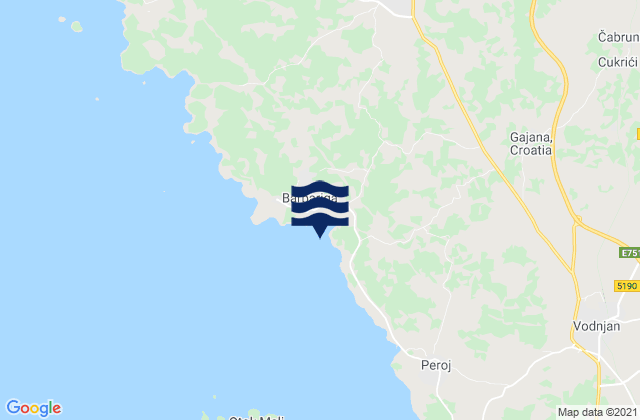 Karte der Gezeiten Bale, Croatia