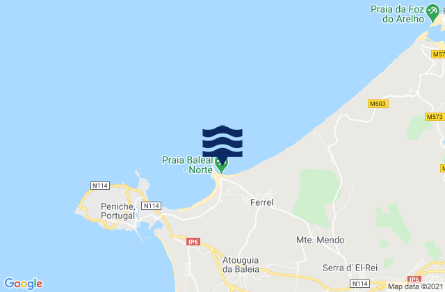 Karte der Gezeiten Baleal Sul, Portugal