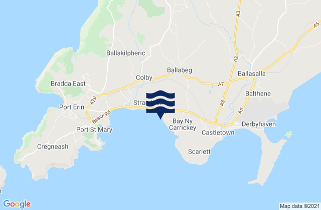 Karte der Gezeiten Ballabeg, Isle of Man