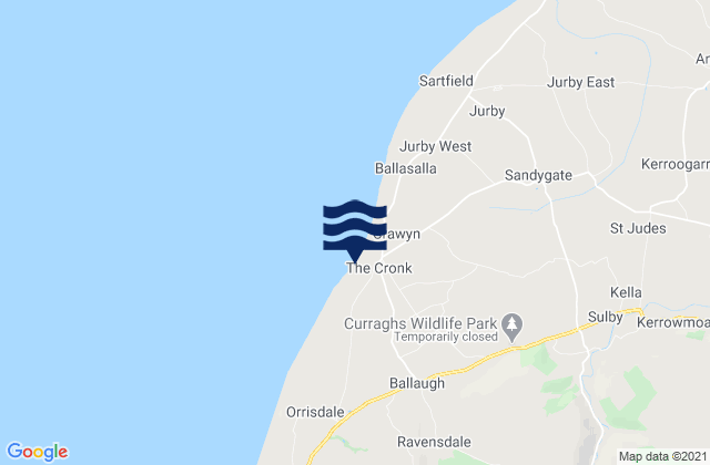 Karte der Gezeiten Ballaugh, Isle of Man